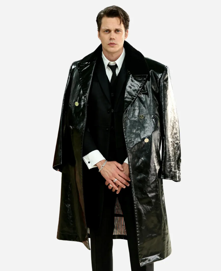 2026 Met Gala Bill Skarsgård Leather Coat 01 Bill Skarsgård Leather Coat Met Gala 2026