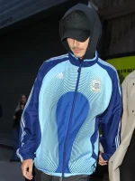 Timothée Chalamet Argentina AFA Adidas Three Stripes, Concentric Wave Graphic Navy & Sky Blue Track Jacket