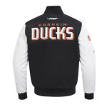 Anaheim Ducks Classic Black and White Varsity Jacket - Image 2