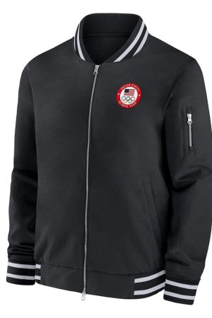 Black Team USA Full-Zip Bomber Jacket