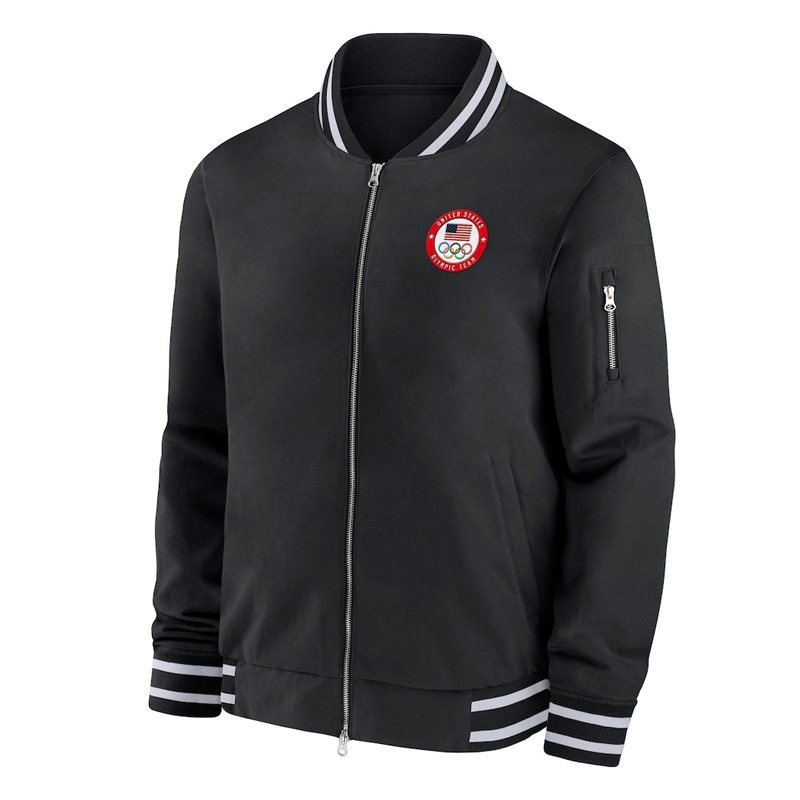 Black Team USA Full-Zip Bomber Jacket 01 Black Team USA Full-Zip Bomber Jacket