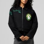Boston Celtics Black Mechanic Cropped Full-Zip Jacket