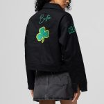 Boston Celtics Black Mechanic Cropped Full-Zip Jacket