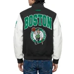 Boston Celtics City Arch Black and White Varsity Jacket