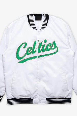 Boston Celtics White Varsity Nylon Jacket