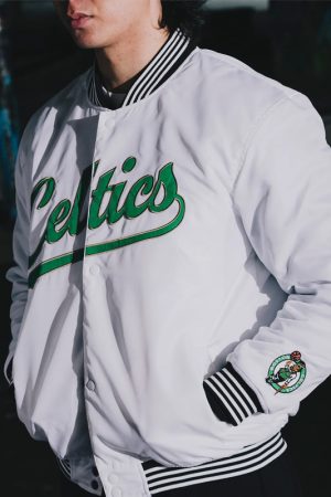 Boston Celtics White Varsity Nylon Jacket