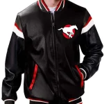 Calgary Stampeders Black Varsity Full-Zip Leather Jacket