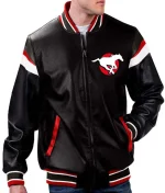 Calgary Stampeders Black Varsity Full-Zip Leather Jacket