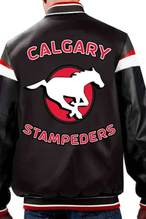 Calgary Stampeders Black Varsity Full-Zip Leather Jacket