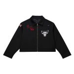 Chicago Bulls Black Mechanic Cropped Full-Zip Jacket