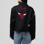 Chicago Bulls Black Mechanic Cropped Full-Zip Jacket