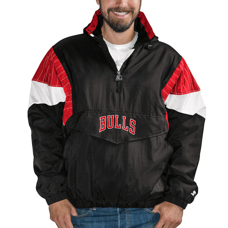 Chicago Bulls Blackout Breakaway Anorak Hooded Jacket 01 Chicago Bulls Blackout Breakaway Anorak Hooded Jacket