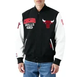Chicago Bulls City Arch Black and White Varsity Jacket
