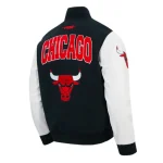 Chicago Bulls City Arch Black and White Varsity Jacket
