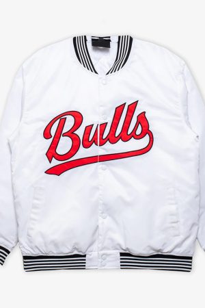Chicago Bulls White Varsity Nylon Jacket