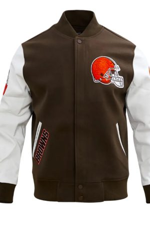 Cleveland Browns Classic Brown and White Varsity Jacket