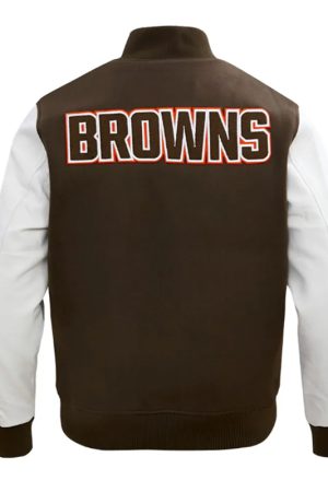 Cleveland Browns Classic Brown and White Varsity Jacket