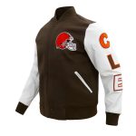 Cleveland Browns Classic Brown and White Varsity Jacket