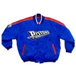 Detroit Pistons GIII Bomber Royal Satin Jacket