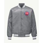 Detroit Pistons Mesh Look Gray Satin Jacket