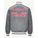 Detroit Pistons Mesh Look Gray Satin Jacket - Image 2