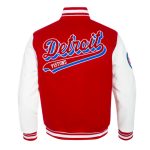 Detroit Pistons Royal & Red Script Tail Varsity Jacket