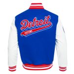 Detroit Pistons Royal & Red Script Tail Varsity Jacket
