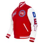 Detroit Pistons Royal & Red Script Tail Varsity Jacket