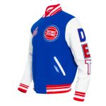 Detroit Pistons Royal & Red Script Tail Varsity Jacket