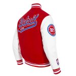 Detroit Pistons Royal & Red Script Tail Varsity Jacket