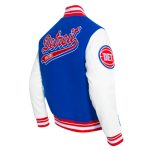 Detroit Pistons Royal & Red Script Tail Varsity Jacket