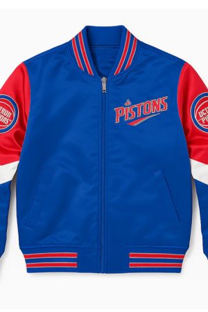 Detroit Pistons Throw It Back Heavyweight Royal Satin Jacket