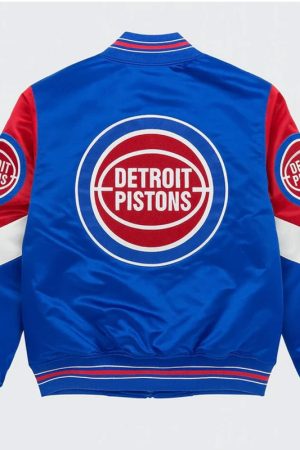 Detroit Pistons Throw It Back Heavyweight Royal Satin Jacket