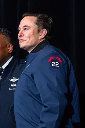 The Air Force Academy Elon Musk Blue Bomber Jacket