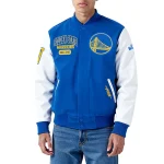 Golden State Warriors City Arch Royal and White Varsity Jacket