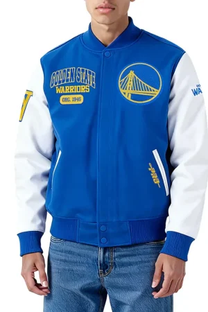 Golden State Warriors City Arch Royal and White Varsity Jacket