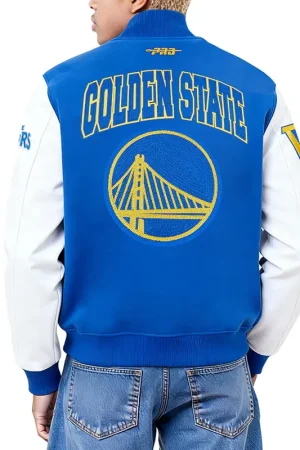 Golden State Warriors City Arch Royal and White Varsity Jacket