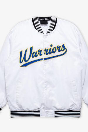 Golden State Warriors White Varsity Nylon Jacket