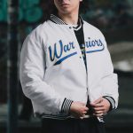 Golden State Warriors White Varsity Nylon Jacket