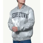Gray Georgetown Hoyas Varsity Satin Jacket