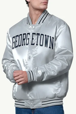 Gray Georgetown Hoyas Varsity Satin Jacket