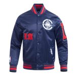 LA Clippers Classic Old English Rib Navy Satin Jacket