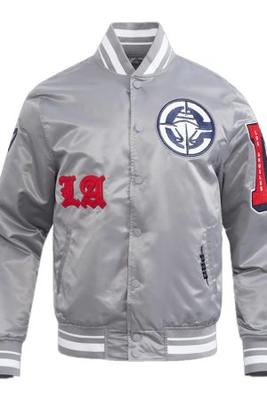LA Clippers Classic Old English Rib Navy Satin Jacket
