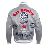 LA Clippers Classic Old English Rib Navy Satin Jacket