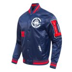 LA Clippers Classic Old English Rib Navy Satin Jacket