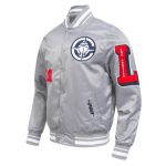 LA Clippers Classic Old English Rib Navy Satin Jacket