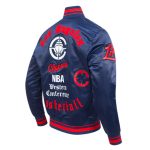 LA Clippers Classic Old EnglLA Clippers Classic Old English Rib Navy Satin Jacketish Rib Navy Satin Jacket