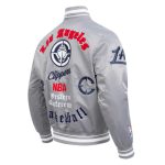 LA Clippers Classic Old English Rib Navy Satin Jacket