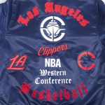 LA Clippers Classic Old English Rib Navy Satin Jacket
