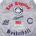 LA Clippers Classic Old English Rib Navy Satin Jacket